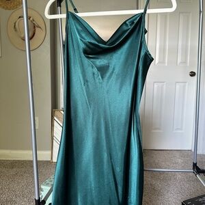 bebe Emerald Green Cowl Neck Maxi Dress